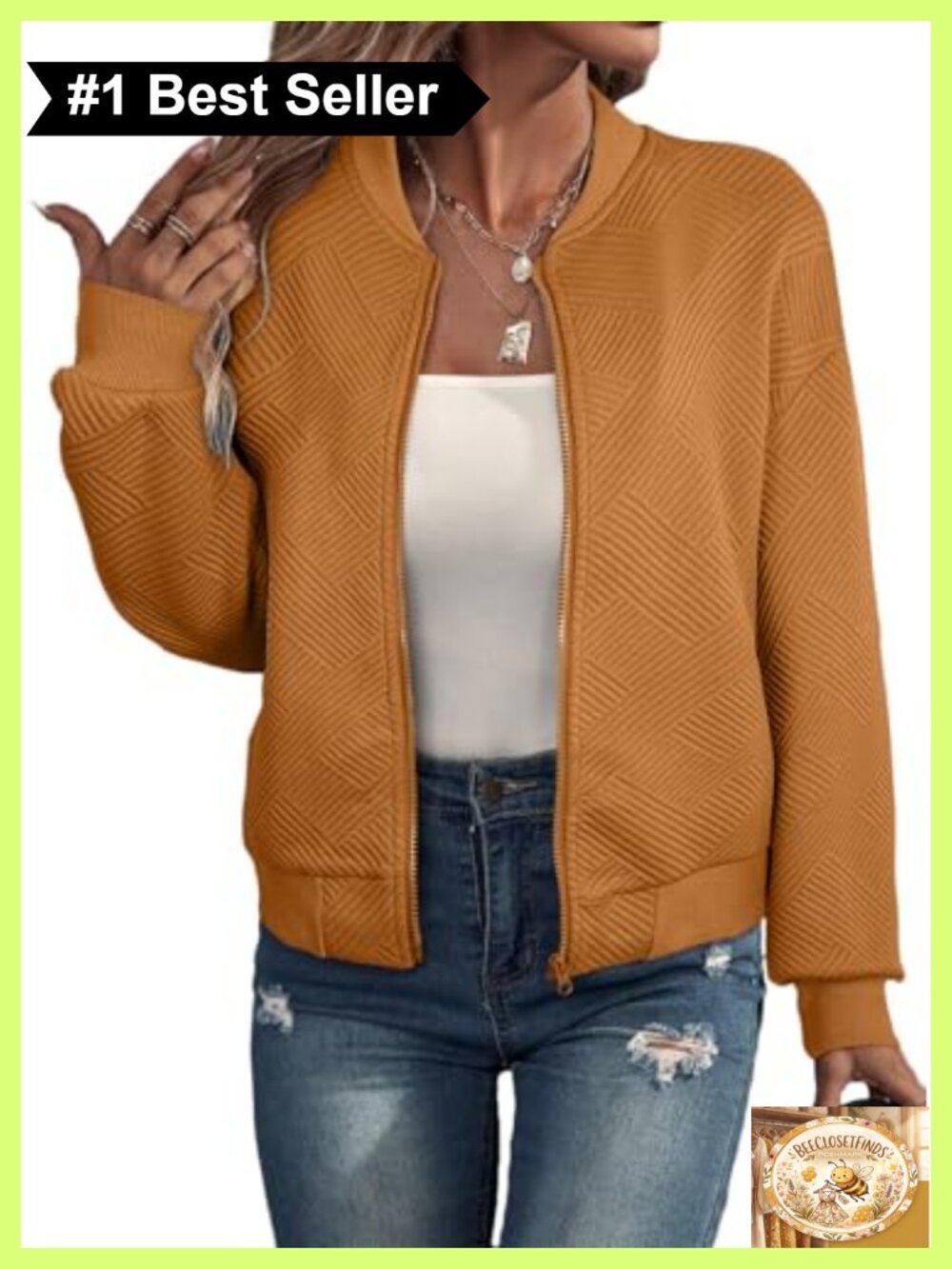 Women's Bomber Jacket Stand Collar Zip Up Casual Coat with Pockets